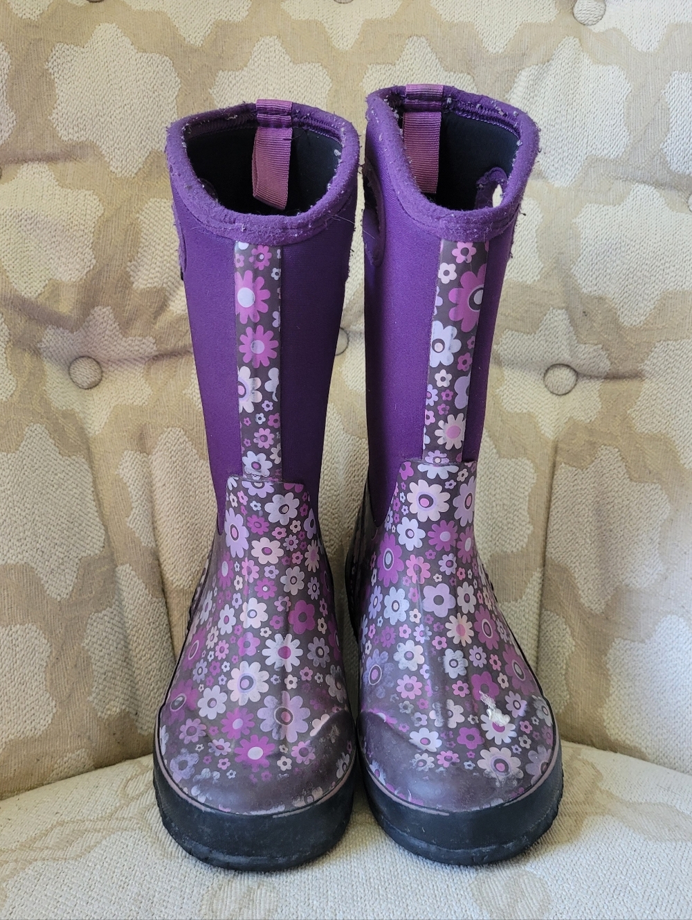 BOGS CLASSIC WATERPROOF BOOTS DAISY LOVE ME -30 C PURPLE KIDS GIRLS SIZE 2 - Picture 2 of 13